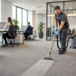 Person Cleaning Carpet