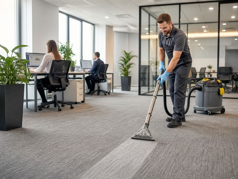 Person Cleaning Carpet